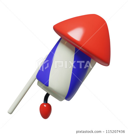 3d Firecracker for 4th July blue and red three dimensional minimal cartoon vector firework icon 3d Firecracker for 4th July blue and red three dimensional minimal cartoon vector firework icon 115207436