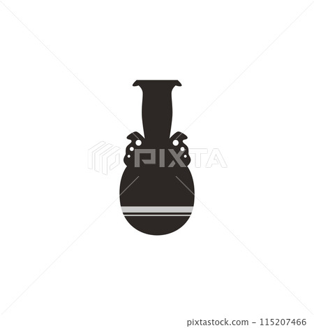 Vector illustration of the black silhouette of a classical clay amphora in a flat style 115207466