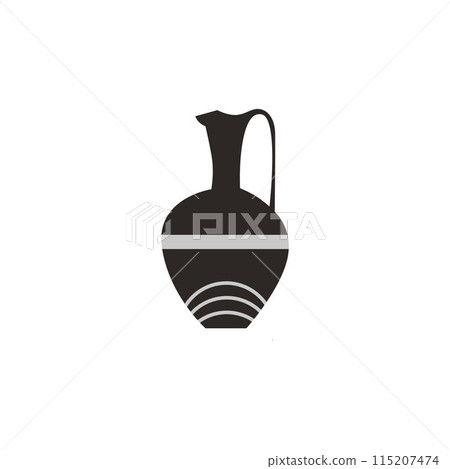 A vector image of a decorative amphora with a pattern in the form of line A vector image of a decorative amphora with a pattern in the form of line 115207474
