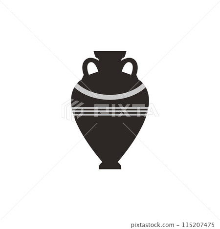 Ancient Greece amphora vase black silhouette vector, antique Roman retro clay jug with handles, vintage pitcher pottery Ancient Greece amphora vase black silhouette vector, antique Roman retro clay jug with handles, vintage pitcher pottery 115207475