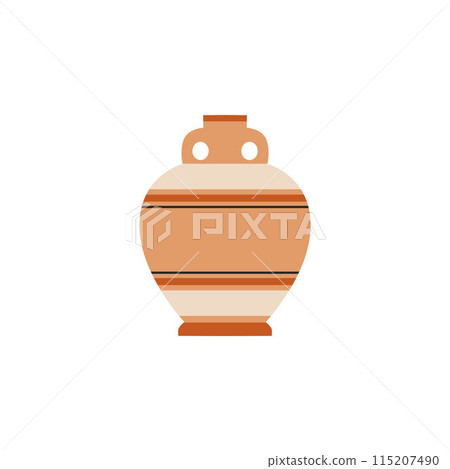 Vector illustration of an ancient Greek jug with a pattern in the form of lines 115207490