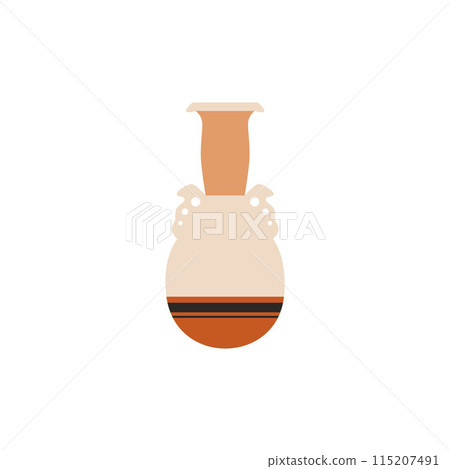 Ancient Greece amphora vector flat illustration, antique vase with handles, old clay jug, vintage pitcher pottery 115207491