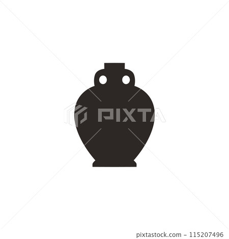 Silhouette of an ancient Greek amphora. Vector illustration of a black antique vessel. 115207496