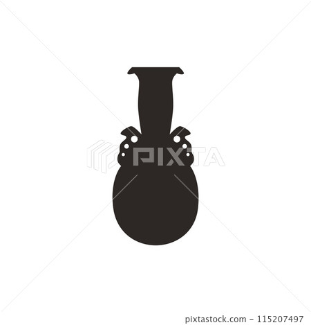 Ancient Greece amphora black silhouette vector, antique retro clay jug or vase with handles, vintage pitcher pottery Ancient Greece amphora black silhouette vector, antique retro clay jug or vase with handles, vintage pitcher pottery 115207497