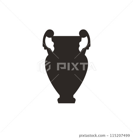 Ancient Greece amphora vase black silhouette vector, antique retro clay jug with decorative handles vintage pitcher, jar 115207499