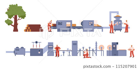 Paper factory vector scene on isolated background. Paper factory vector scene on isolated background. 115207901