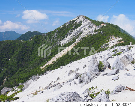 Summer view of Mt. Kannon from Mt. Yakushi in the Southern Alps 115208074
