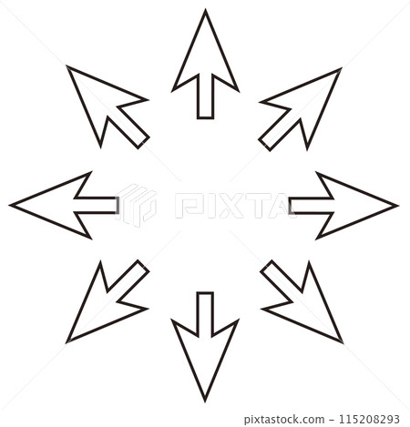 Eight backward line drawing arrow set illustration 115208293