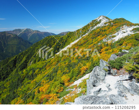 Autumn view of Mt. Kannon from Mt. Yakushi in the Southern Alps 115208295