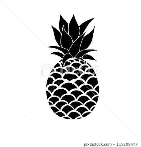 Pineapple with leaf icon. Tropical fruit isolated on white background. Symbol of food, sweet, exotic and summer, vitamin, healthy. Nature logo. Flat concept. Design element Vector illustration Pineapple with leaf icon. Tropical fruit isolated on white background. Symbol of food, sweet, exotic and summer, vitamin, healthy. Nature logo. Flat concept. Design element Vector illustration 115209477