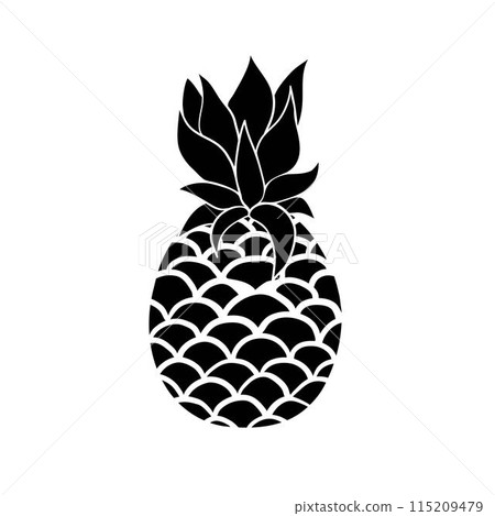 Pineapple with leaf icon. Tropical fruit isolated on white background. Symbol of food, sweet, exotic and summer, vitamin, healthy. Nature logo. Flat concept. Design element Vector illustration Pineapple with leaf icon. Tropical fruit isolated on white background. Symbol of food, sweet, exotic and summer, vitamin, healthy. Nature logo. Flat concept. Design element Vector illustration 115209479