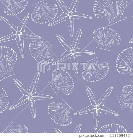 Seashell seamless pattern. Scallop vector background. 115209483