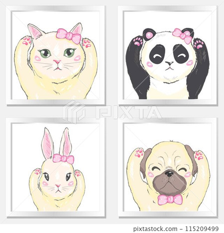 Pets face, dog, cat, and rabbit 115209499