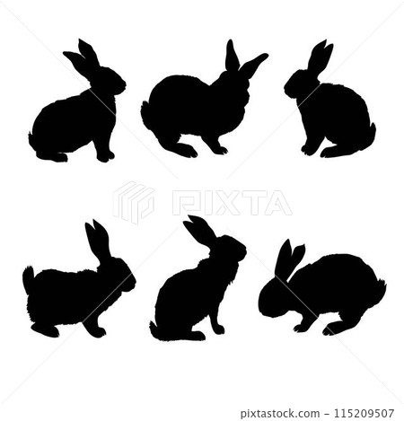 rabbit silhouette - vector illustration 115209507