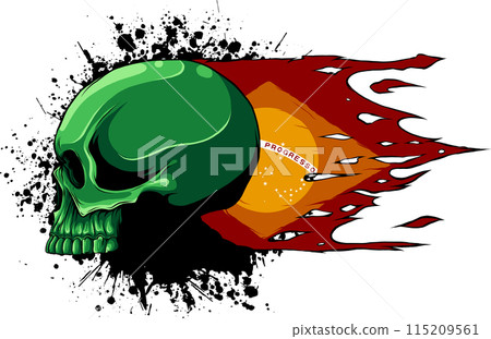 colored draw of human skull vector illustration design 115209561