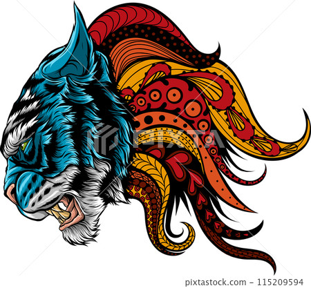 tiger head in detailed style vector illustration design 115209594