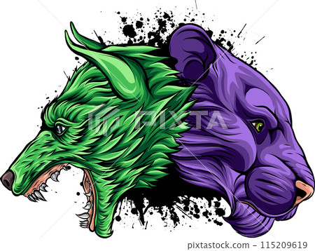 colored wolf head mascotn vector illustration design colored wolf head mascotn vector illustration design 115209619