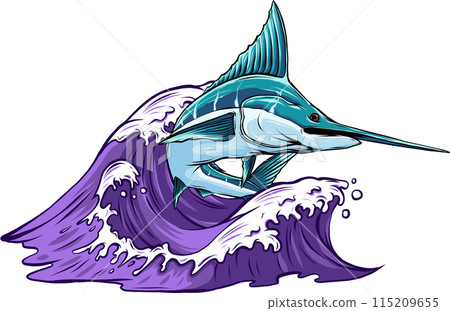 colored atlantic swordfish marlin vector illustration design 115209655