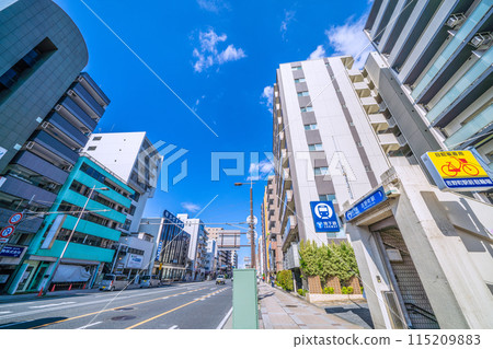 Yokohama cityscape in Japan, overlooking Exit 1 of Yoshinocho Station on the Yokohama Municipal Subway (June 4th) 115209883