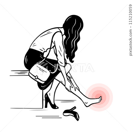 Woman with foot pain due to heels 115210059