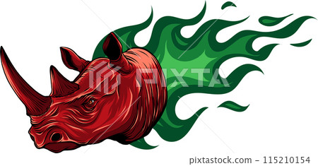 coloful head rhino. vector illustration design draw 115210154