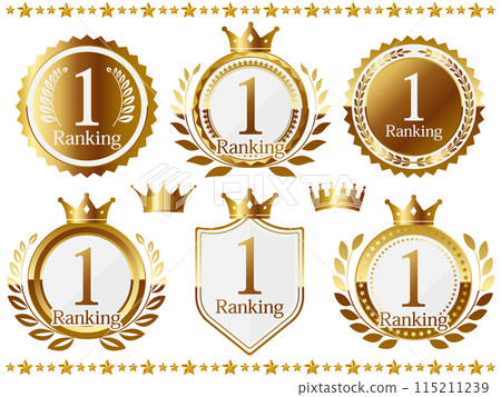 A set of 6 luxurious No. 1 emblems in white and gold 115211239