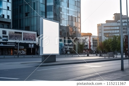 Billboard with blank mock up digital display in modern city, generated AI 115211367