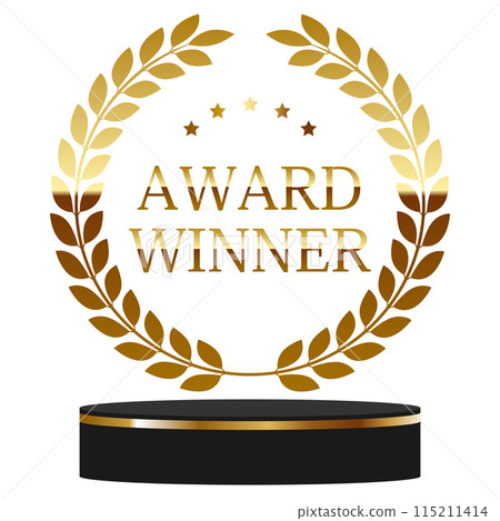 Luxurious laurel wreath emblem and lined base, gold Luxurious laurel wreath emblem and lined base, gold 115211414