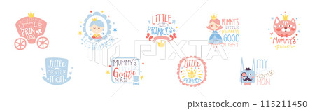 Little Princess and Prince Prints for Infant Boy and Girl Room Or Clothing Design logo Template Vector Set Little Princess and Prince Prints for Infant Boy and Girl Room Or Clothing Design logo Template Vector Set 115211450