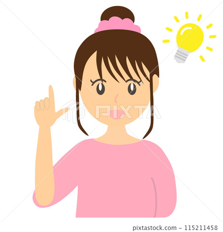 Image illustration of a woman with an idea, a housewife. Simple touch 115211458