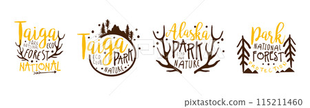 Taiga and Alaska National Park Eco Club Logo Template Vector Set 115211460