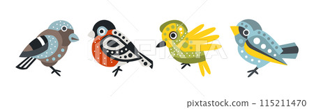 Different Birds and Avian as Feathered Flying Creature Vector Set Different Birds and Avian as Feathered Flying Creature Vector Set 115211470