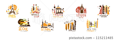 Tourism and Travel Destination Logo and Label Design Vector Set Tourism and Travel Destination Logo and Label Design Vector Set 115211485