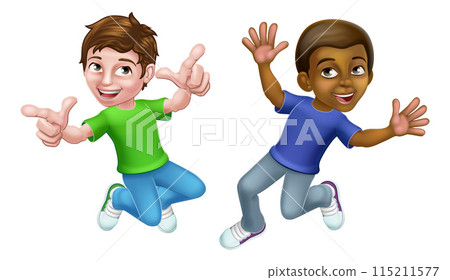 Jumping Boys Kids Children Cartoon Jumping Boys Kids Children Cartoon 115211577