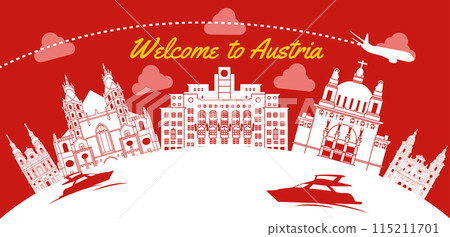 Austria famous landmark silhouette style 115211701