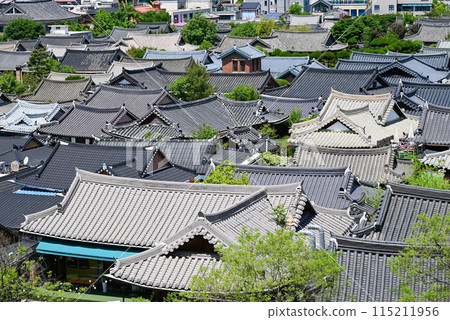 Jeonju Hanok Village as seen from Omokdae [Jeonju City, South Korea] 115211956