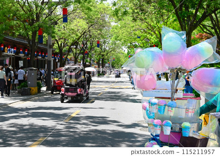 Cotton candy shop and the streets of Jeonju Hanok Village [Jeonju City, Korea] 115211957