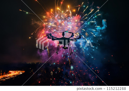 A drone flying near the fireworks 115212288