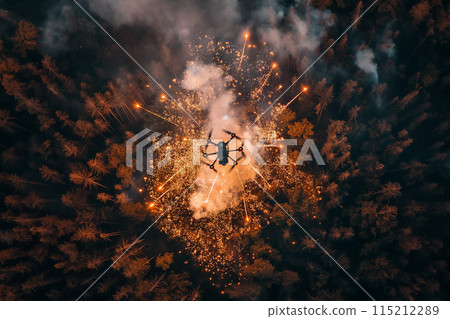 A drone flying near the fireworks 115212289