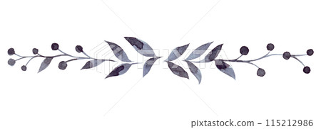 text divider. watercolor drawing of cute flowers and leaves, illustration in simple style. scrapbooking 115212986