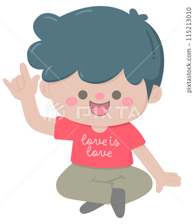 Kid hand drawn cute colorful happy pride month character 115213010