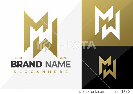 Letter MW Monogram logo design vector symbol icon illustration Letter MW Monogram logo design vector symbol icon illustration 115213250