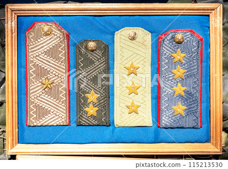 Shoulder straps of Soviet (Russian) army generals, close up 115213530