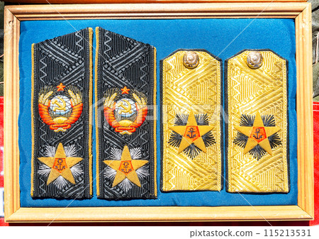 Vintage golden shoulder straps of a fleet admiral of Soviet Union for dress uniform Vintage golden shoulder straps of a fleet admiral of Soviet Union for dress uniform 115213531