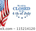 Signboard We will be closed for the 4th of July 115214120