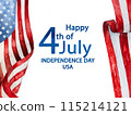 Happy Independence Day. Beautiful drawing of the American Flag 115214121