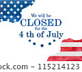 Signboard We will be closed for the 4th of July 115214123
