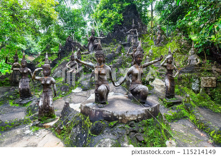 Ancient stone statues in secret Buddhism Magic Garden, Koh Samui, Thailand. 115214149