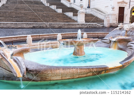 Fontana della Barcaccia, Piazza di Spagna Rome, Italy. 115214162