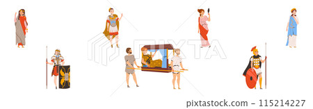 Ancient Romans Character as Cultural Ethnicity or Nationality from Classical Antiquity Vector Set 115214227